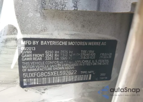 2014 BMW X6 xDrive50I z USA, uszkodzony, nr VIN 5UXFG8C5XEL592622